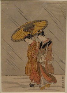 Pareja en una tormenta de nieve